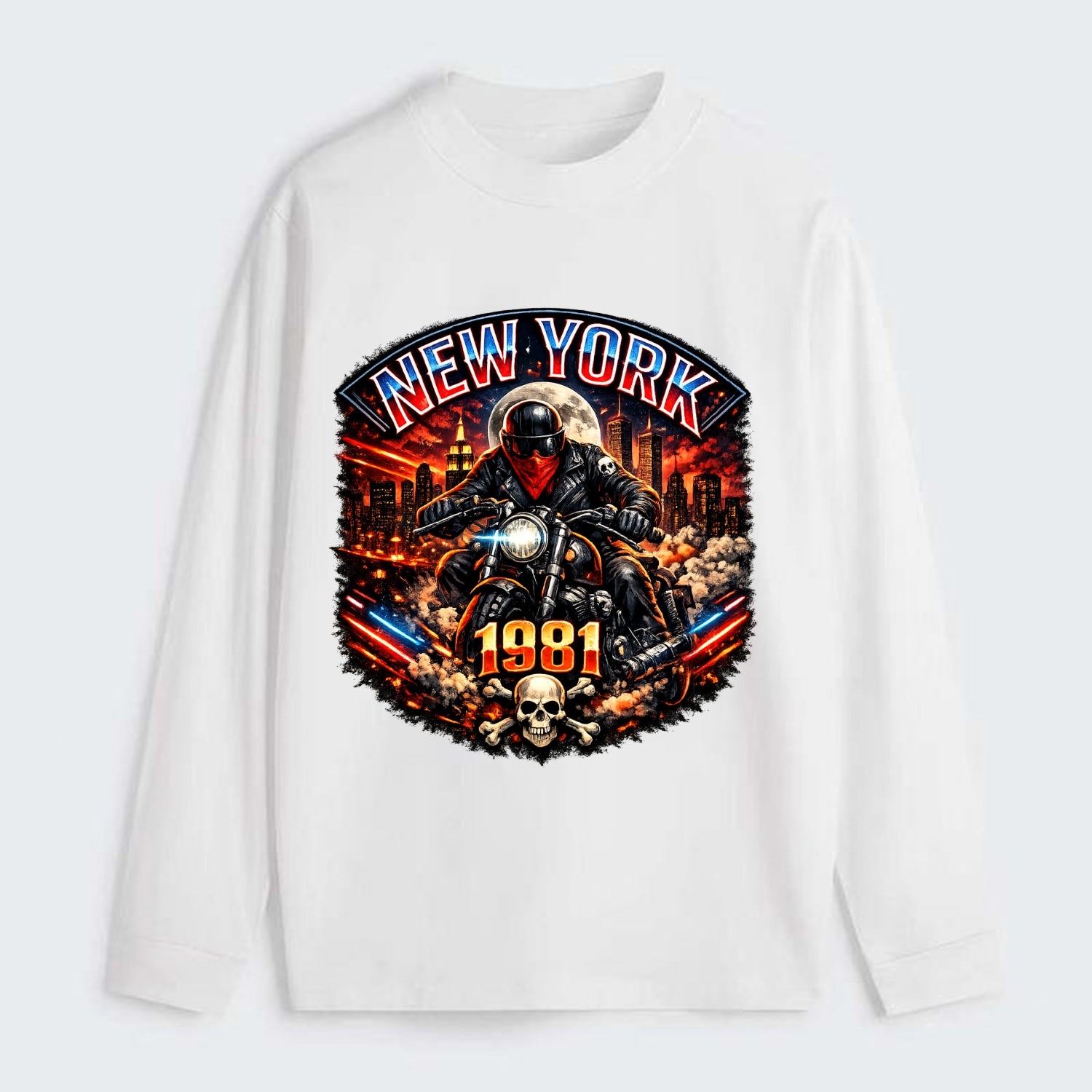New York 1981 Biker - Classic Long Sleeve Shirt - White