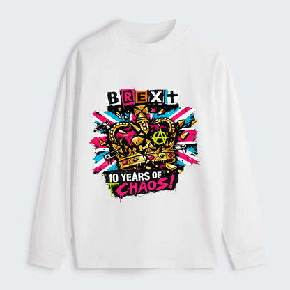 BROKEN CROWN | Shattered British crown | Gold fragments scattered | - Classic Long Sleeve Shirt - White