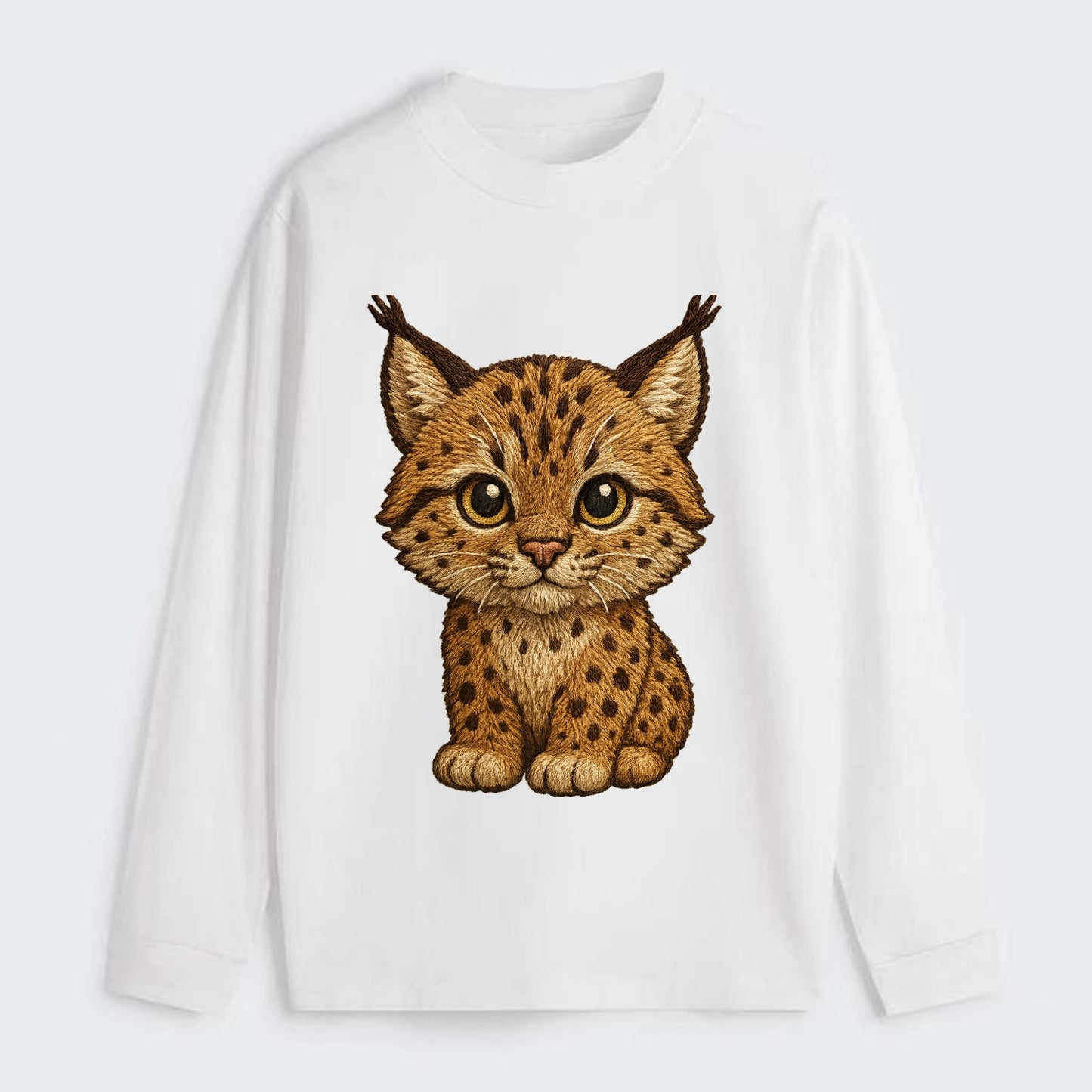 Baby Lynx Cub - tufted ears, spotted fur, golden eyes, front-facing, - Classic Long Sleeve Shirt - White