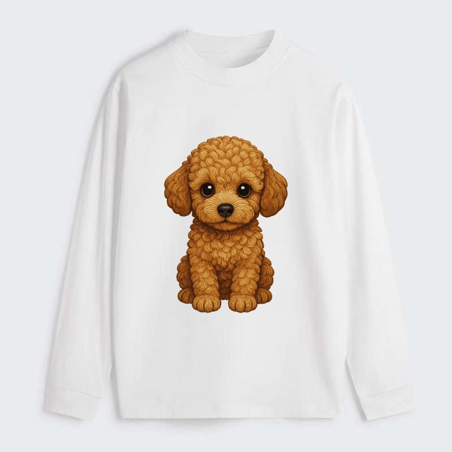 Baby Poodle Puppy - curly fluffy coat, intelligent eyes, elegant snout, - Classic Long Sleeve Shirt - White