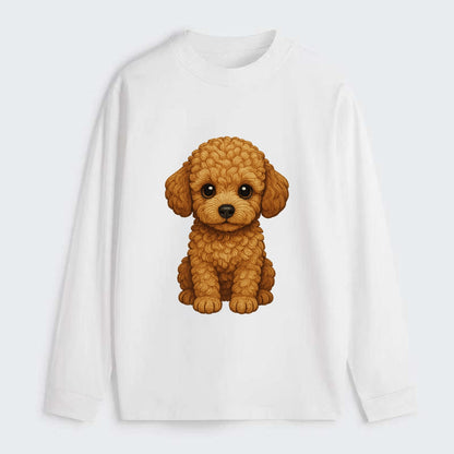 Baby Poodle Puppy - curly fluffy coat, intelligent eyes, elegant snout, - Classic Long Sleeve Shirt - White
