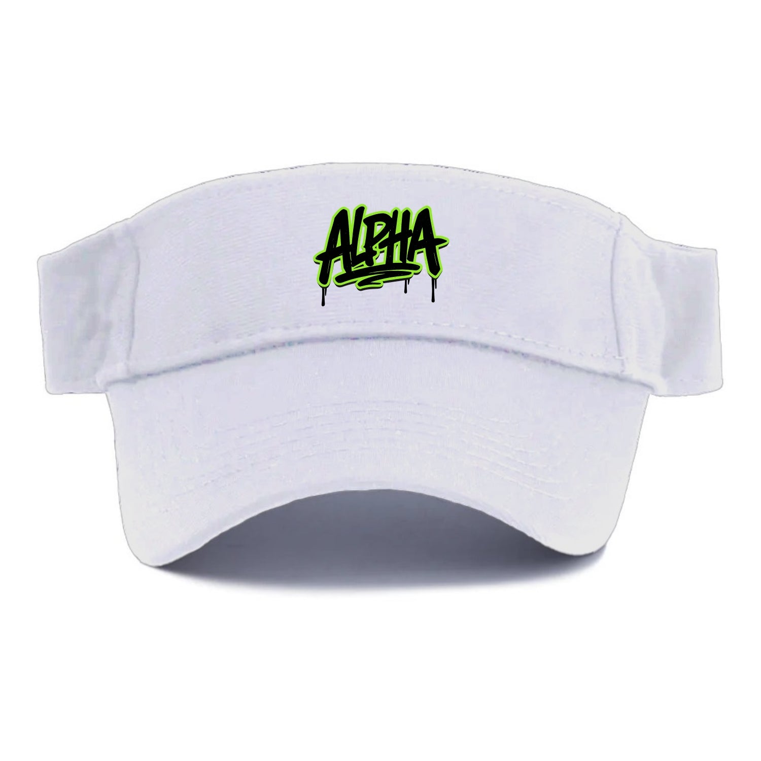Bold typography design - "ALPHA" - leader of the pack - Visor - White