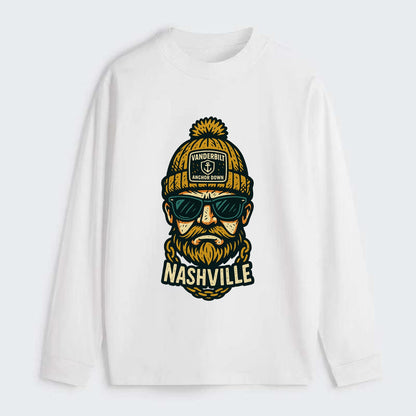 Nashville Commodore wearing Vanderbilt beanie with anchor patch - Classic Long Sleeve Shirt - White