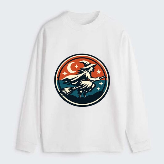 Mystic Night Witch Emblem - Classic Long Sleeve Shirt - White