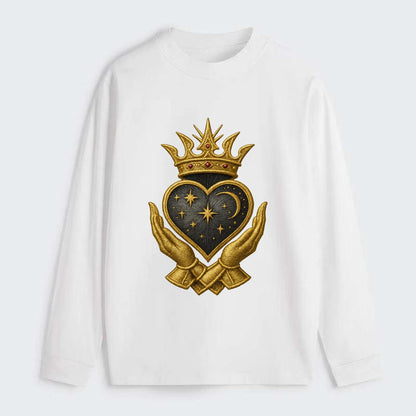 Hammered bronze warrior crown anchoring a dark steel heart with - Classic Long Sleeve Shirt - White