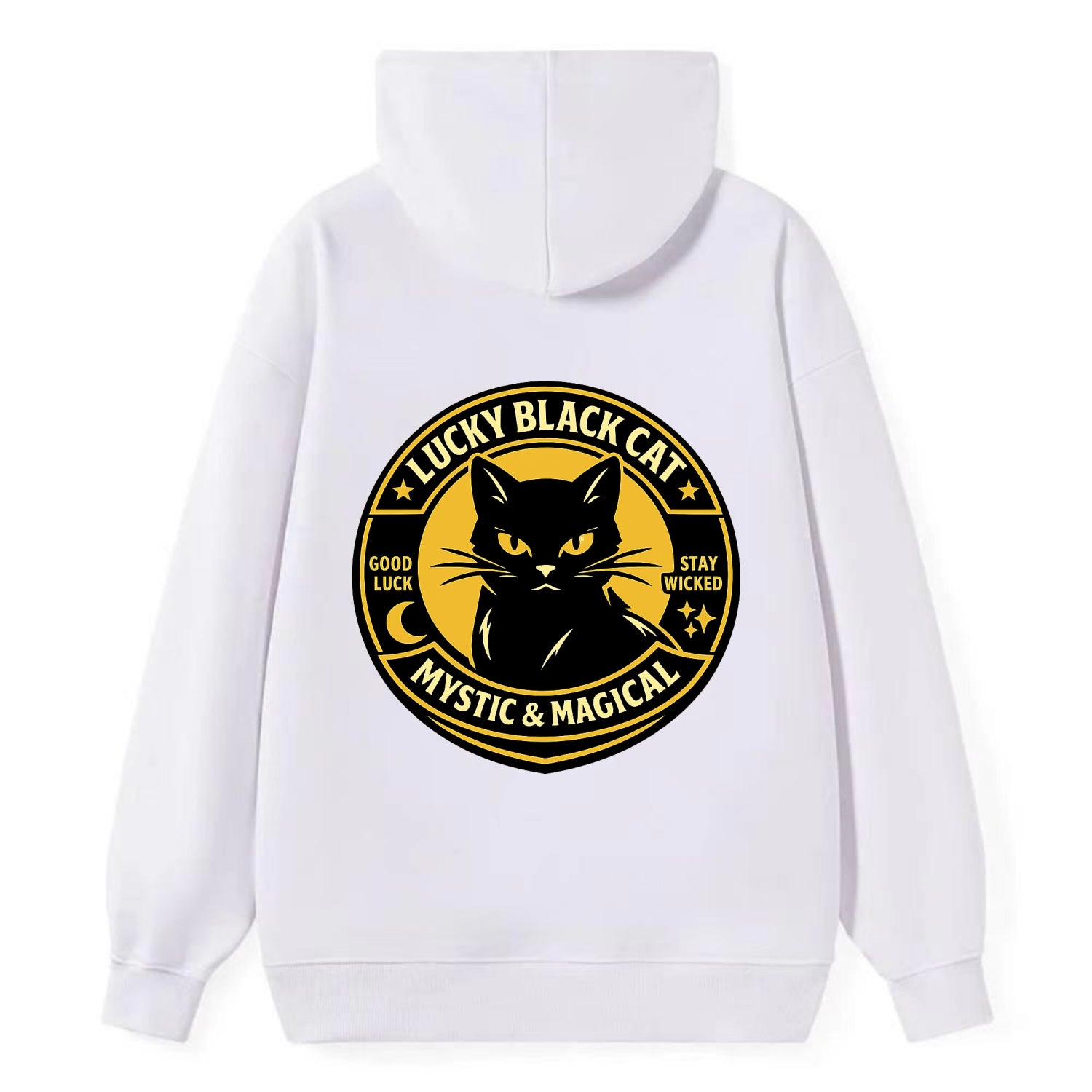 Mystic Feline Emblem - Classic Pullover Hoodie - White