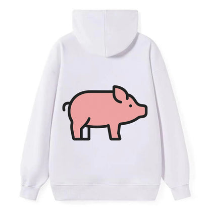 Pig - Pink farm pig flat side profile - Classic Pullover Hoodie - White