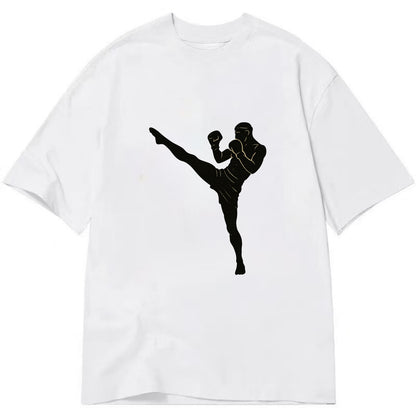 Kickboxer delivering roundhouse kick - Classic T-shirt - White