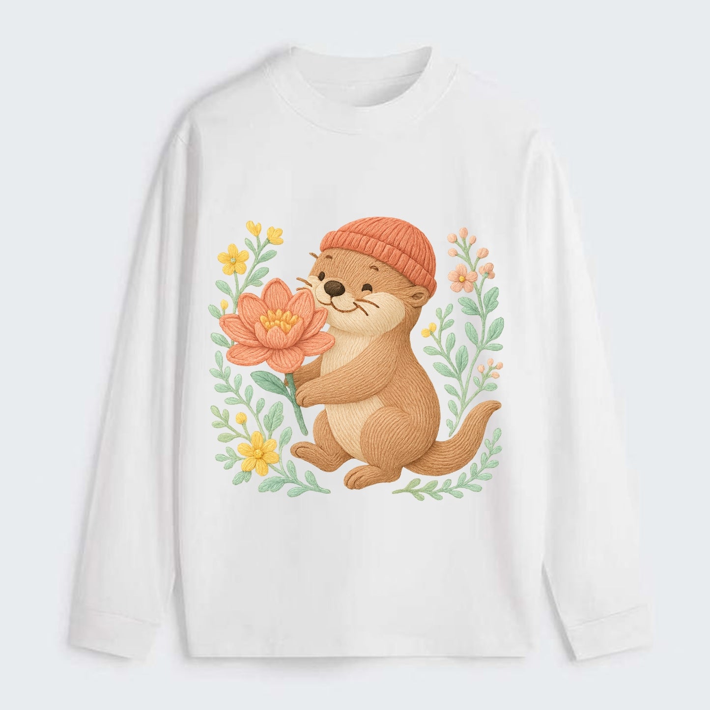 Peach Otter - Classic Long Sleeve Shirt - White