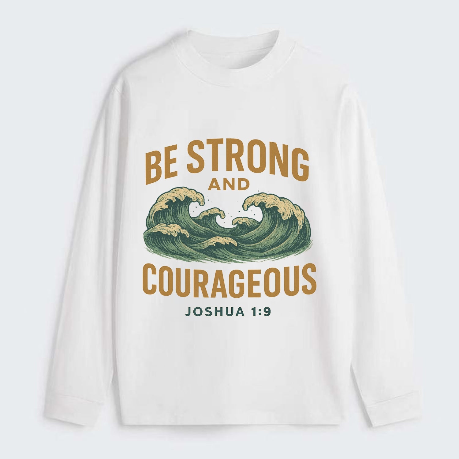 Joshua 1:9 Ocean - Classic Long Sleeve Shirt - White