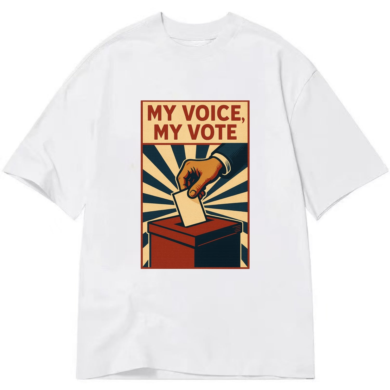 Hand dropping ballot into box with determination - "My Voice, My Vote" - - Classic T-shirt - White