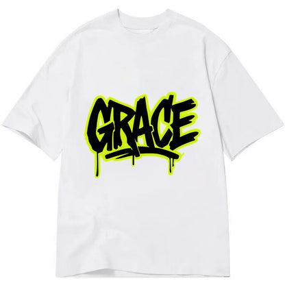 Bold typography design - "GRACE" - elegance under pressure, divine favor - Classic T-shirt - White