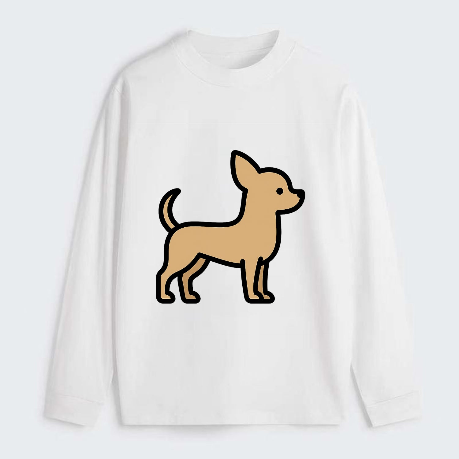Chihuahua - Tan smooth coat flat side profile - Classic Long Sleeve Shirt - White
