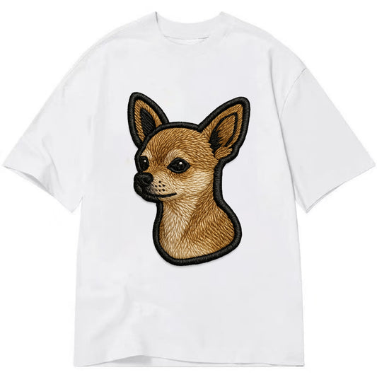 Chihuahua - Modern tiny dog logo with bo - Classic T-shirt - White