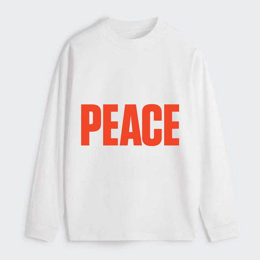 Bold typography design - "PEACE" - inner calm, tranquility, serenity - Classic Long Sleeve Shirt - White
