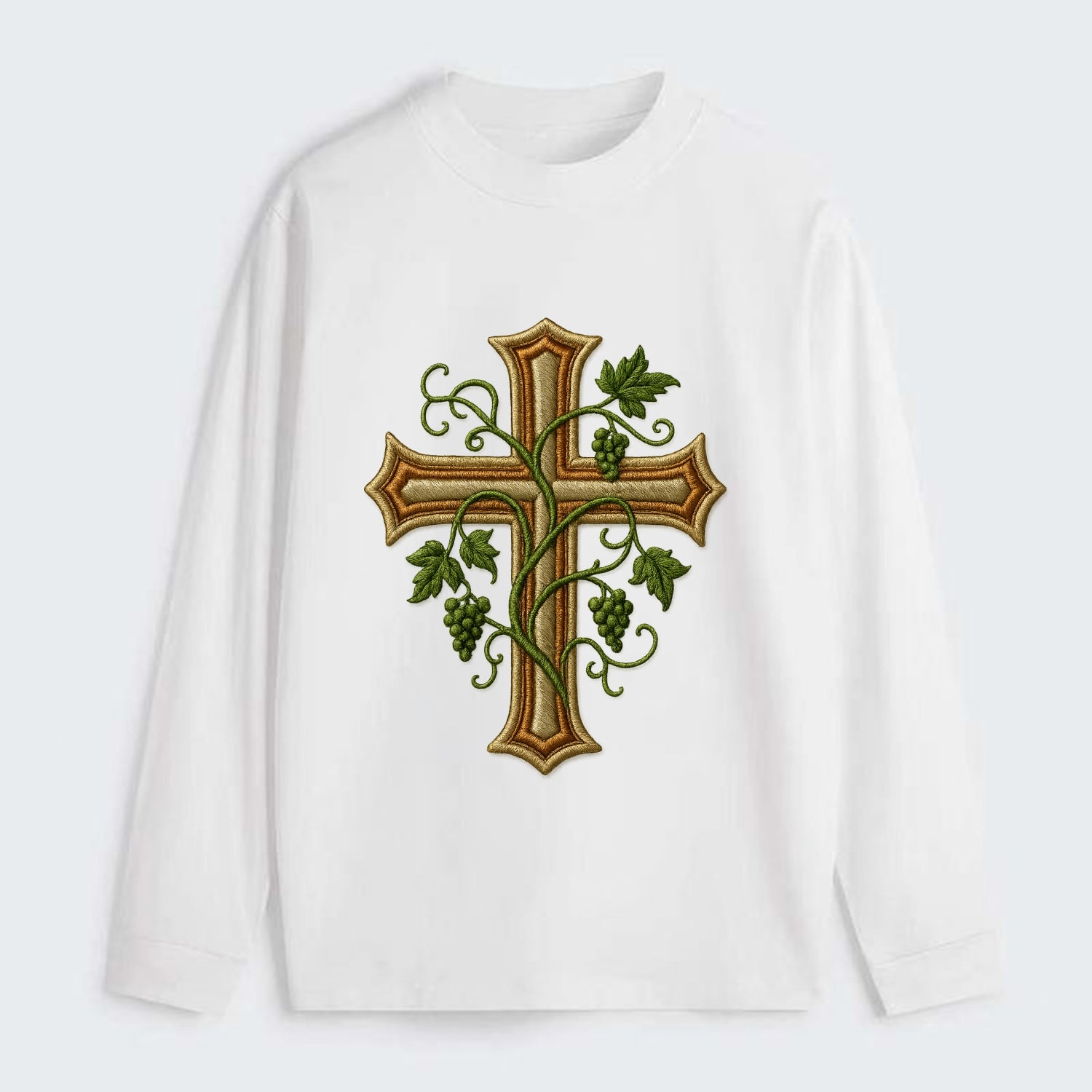 Vine Cross  - Classic Long Sleeve Shirt - White