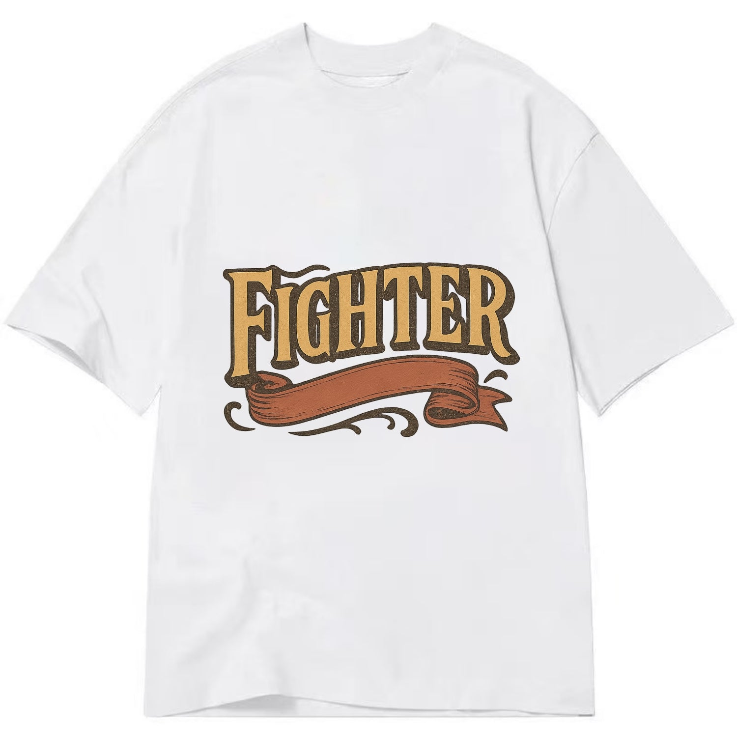 Bold typography design - "FIGHTER" - never giving up, battling on - Classic T-shirt - White