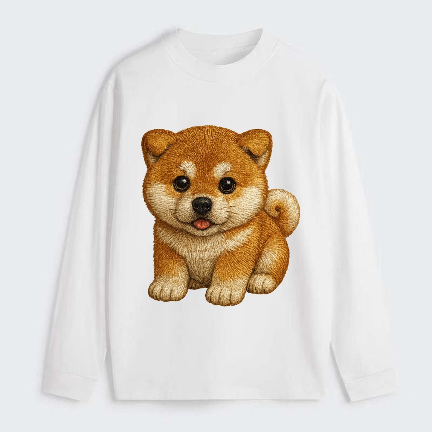 Baby Akita Puppy - fluffy bear-like, curled tail, dignified eyes, - Classic Long Sleeve Shirt - White