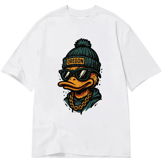 Eugene Duck wearing Oregon beanie with p - Classic T-shirt - White