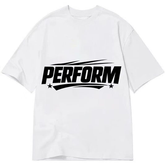 Bold typography design - "PERFORM" - live art, stage presence - Classic T-shirt - White