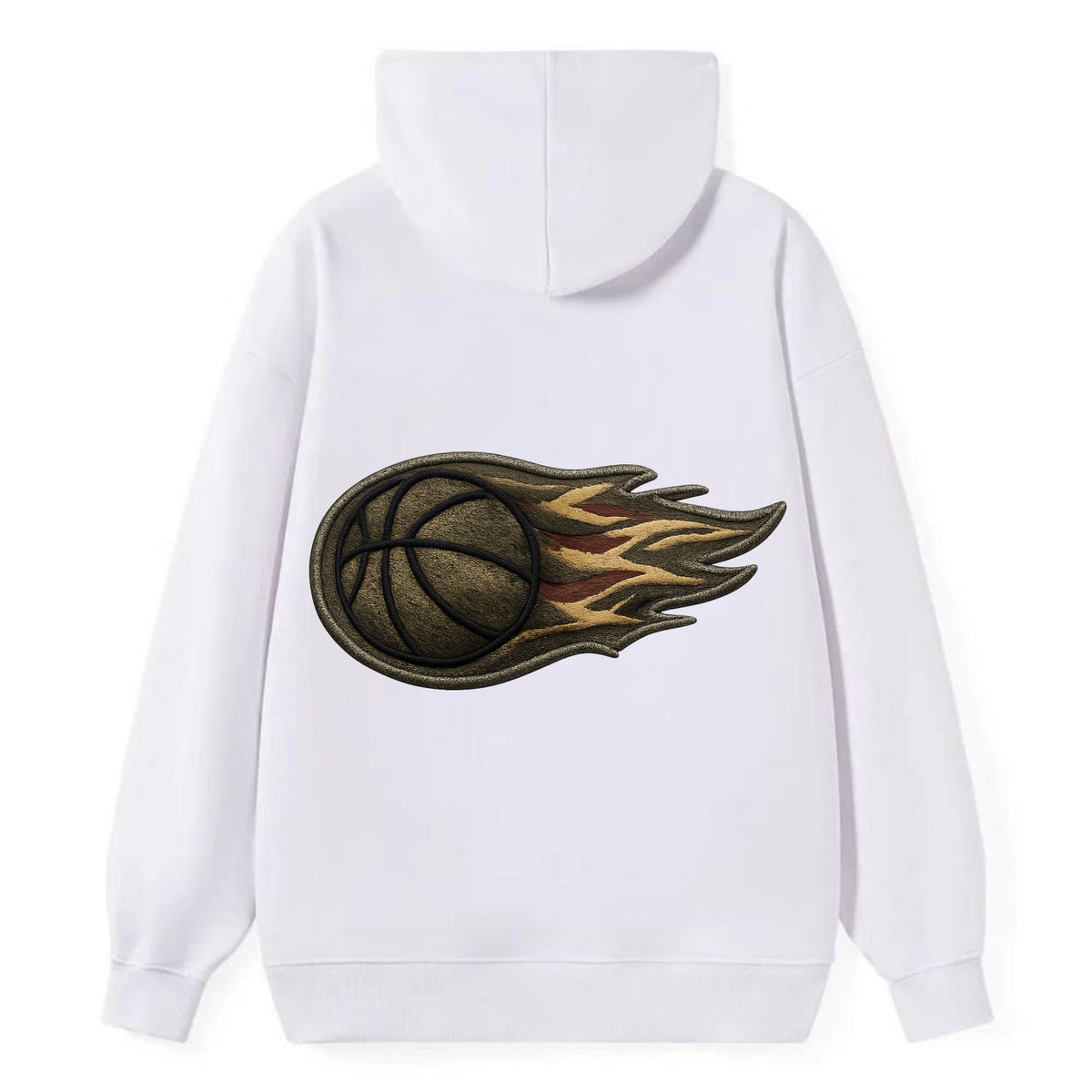 BASKETBALL FLAMING BALL - basketball with flames in orange and red , - Classic Pullover Hoodie - White