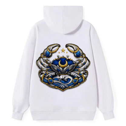 CANCER CRAB - protective crab in silver and blue , water sign - Classic Pullover Hoodie - White