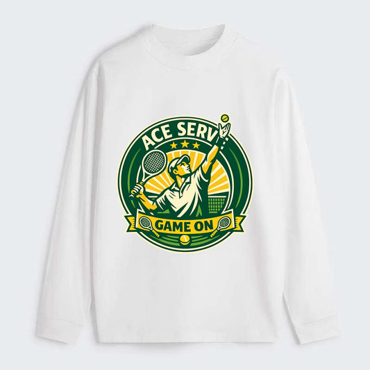 Serving Ace Emblem - Classic Long Sleeve Shirt - White
