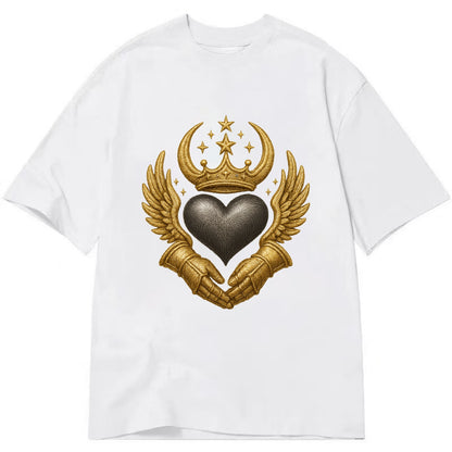 Nordic knotwork crown supporting a frosted steel heart with mittened hands - Classic T-shirt - White