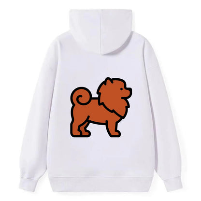 Chow Chow - Red fluffy flat side profile - Classic Pullover Hoodie - White