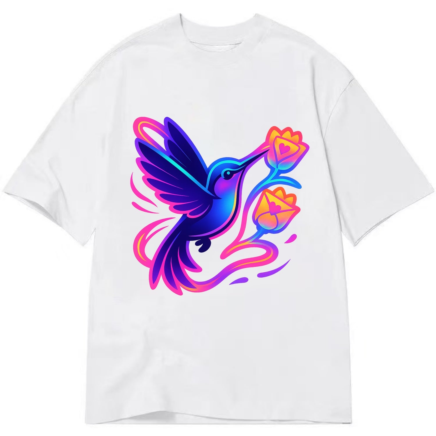 Hummingbird delivering miniature love letters tucked inside flower envelopes - Classic T-shirt - White