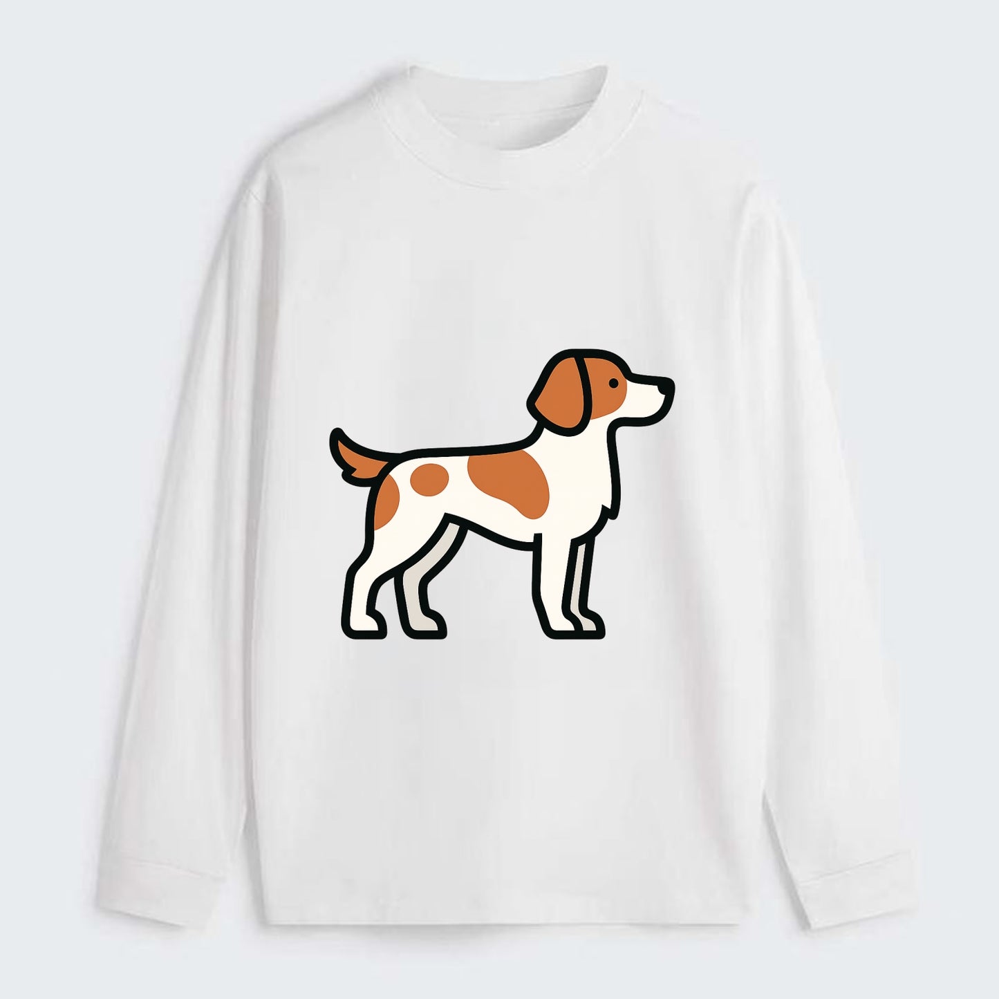 Brittany Spaniel - Orange and white flat side profile - Classic Long Sleeve Shirt - White