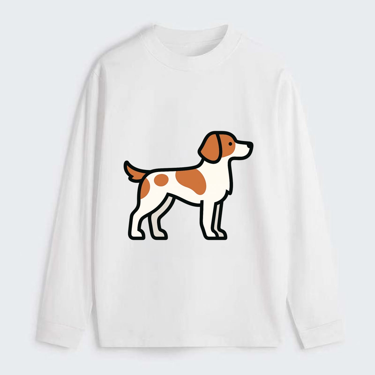 Brittany Spaniel - Orange and white flat side profile - Classic Long Sleeve Shirt - White
