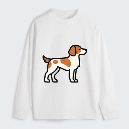 Brittany Spaniel - Orange and white flat side profile - Classic Long Sleeve Shirt - White