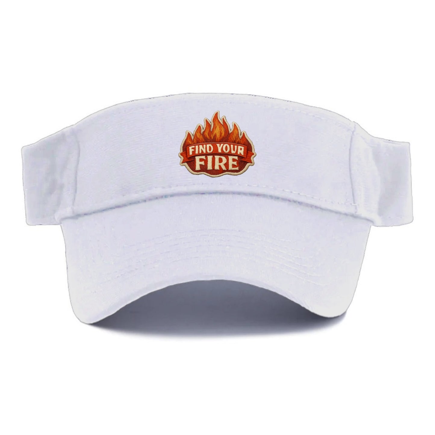 FIND YOUR FIRE - flames with text in orange , passion - Visor - White