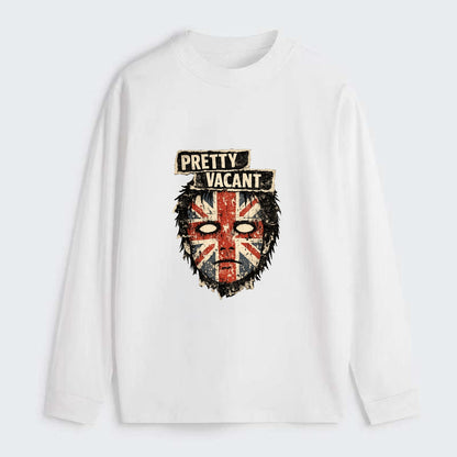 PRETTY VACANT | Blank stare Union Jack face | Empty expression | Punk - Classic Long Sleeve Shirt - White