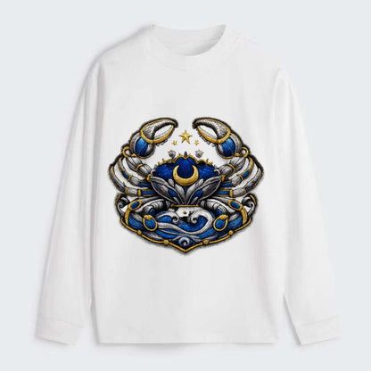 CANCER CRAB - protective crab in silver and blue , water sign - Classic Long Sleeve Shirt - White