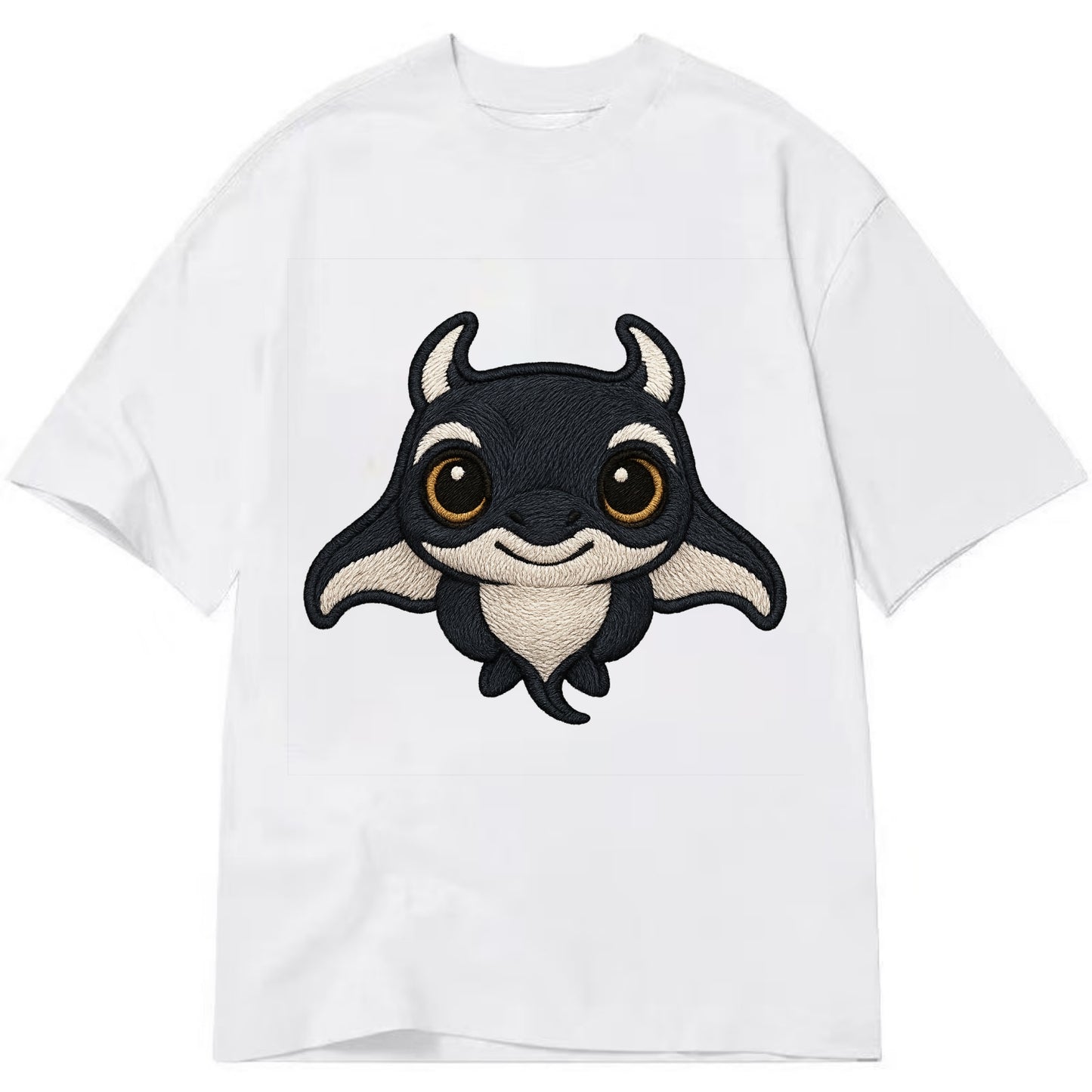 Baby Manta Ray - dark with white markings, cephalic fins, gentle eyes, - Classic T-shirt - White