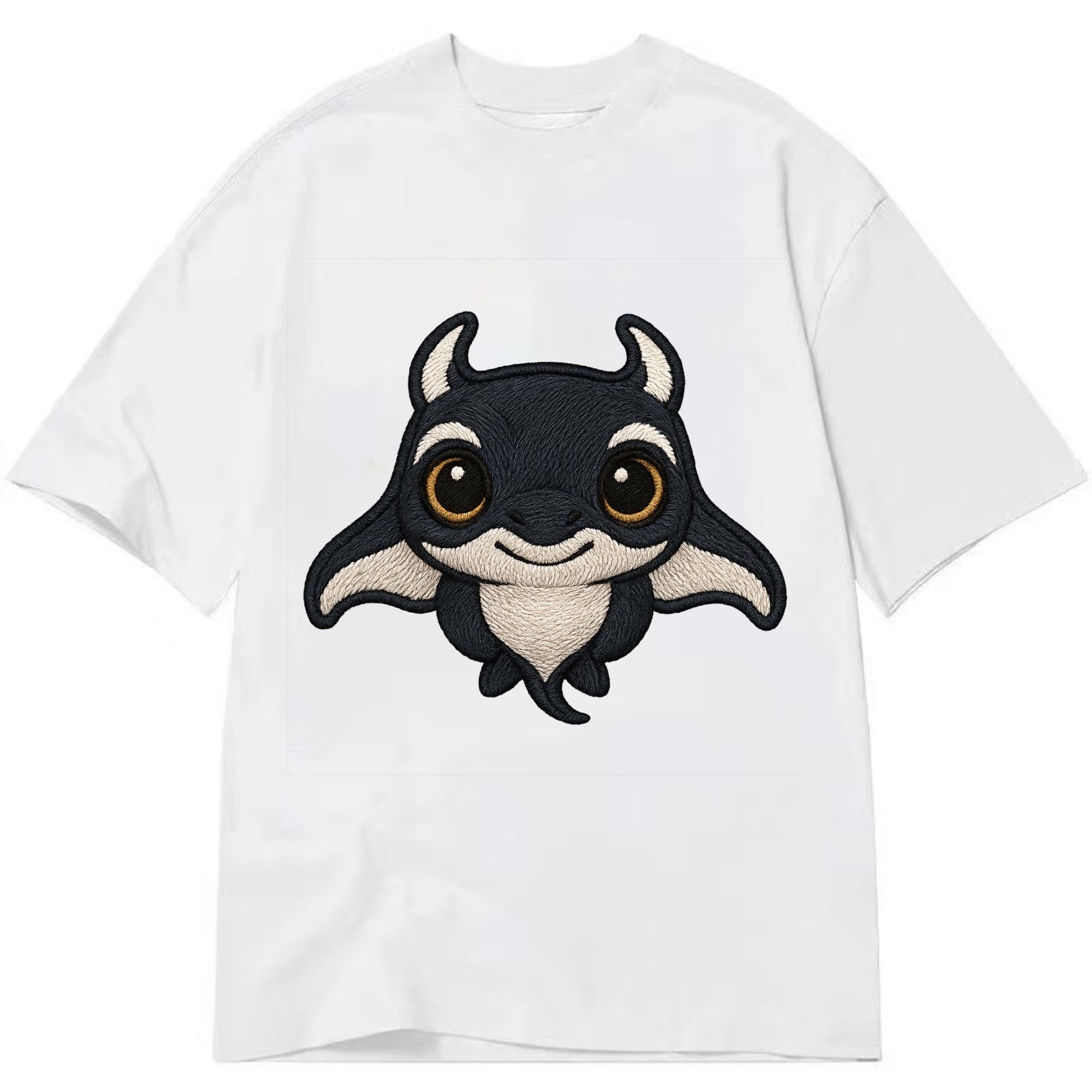 Baby Manta Ray - dark with white markings, cephalic fins, gentle eyes, - Classic T-shirt - White