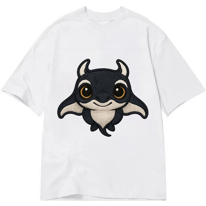 Baby Manta Ray - dark with white markings, cephalic fins, gentle eyes, - Classic T-shirt - White