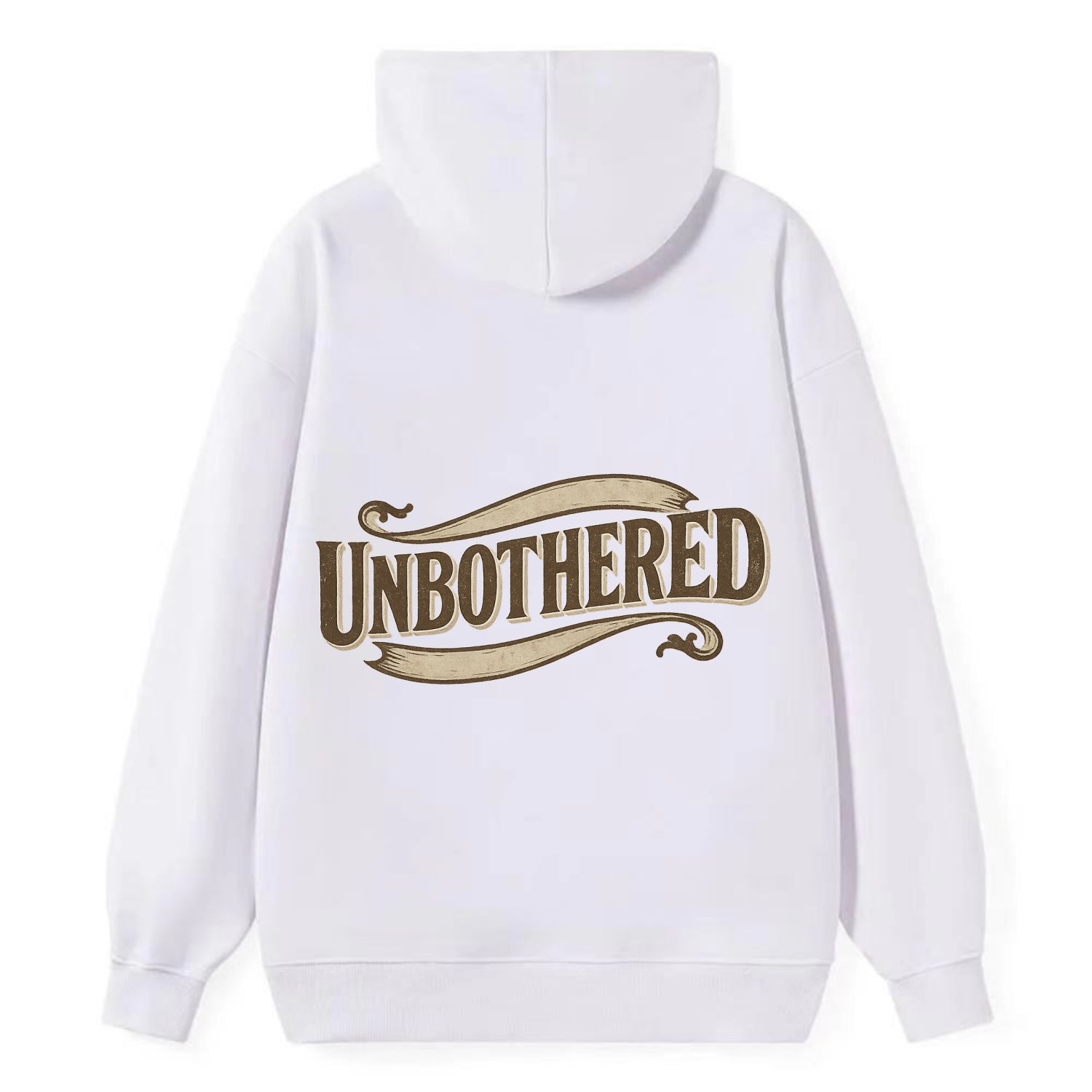 Bold typography design - "UNBOTHERED" - not affected, staying calm - Classic Pullover Hoodie - White