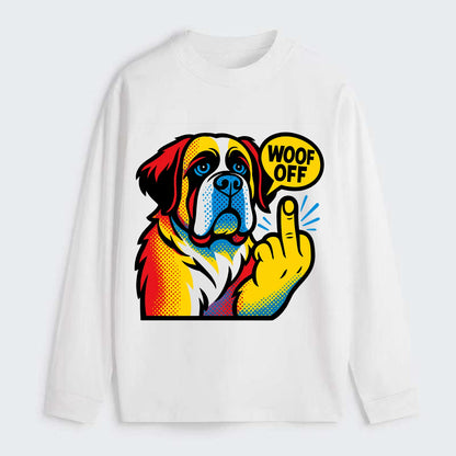 Saint Bernard with gentle giant face and droopy jowls, huge paw raised - Classic Long Sleeve Shirt - White