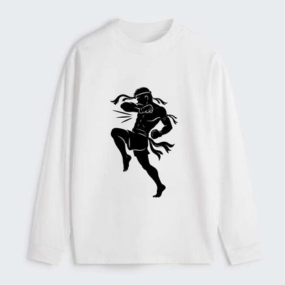 Thai Muay Thai fighter elbow strike - Classic Long Sleeve Shirt - White