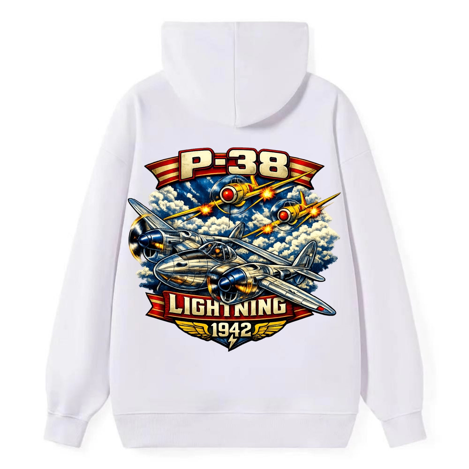 P 38 Lightning - Classic Pullover Hoodie - White