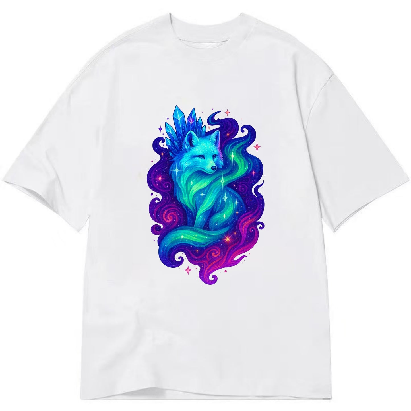 Ethereal arctic fox with fur that transforms into crystal formations, northern - Classic T-shirt - White