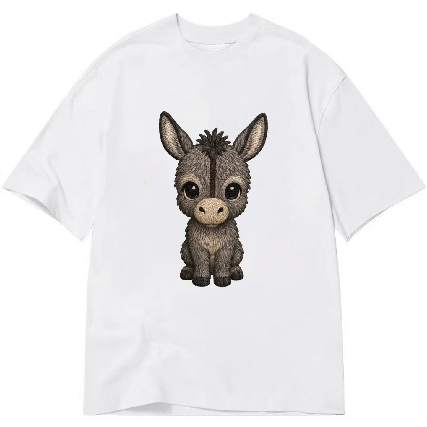 Baby Donkey Foal - gray fluffy, long ears, dark stripe, gentle eyes, - Classic T-shirt - White