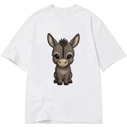 Baby Donkey Foal - gray fluffy, long ears, dark stripe, gentle eyes, - Classic T-shirt - White