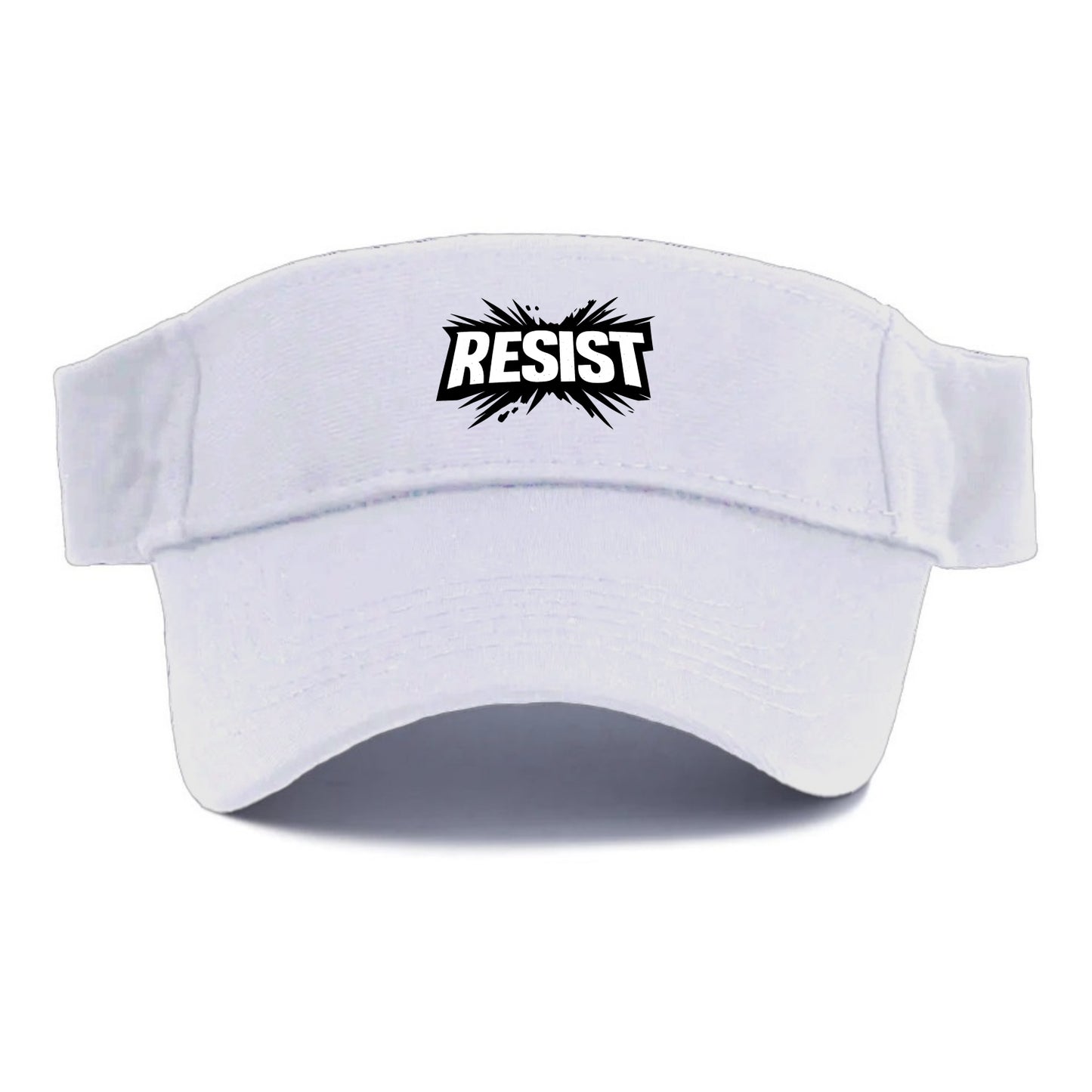 Bold typography design - "RESIST" - fighting back, standing against - Visor - White