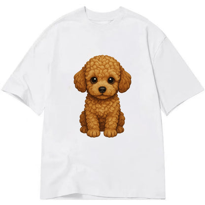 Baby Poodle Puppy - curly fluffy coat, intelligent eyes, elegant snout, - Classic T-shirt - White