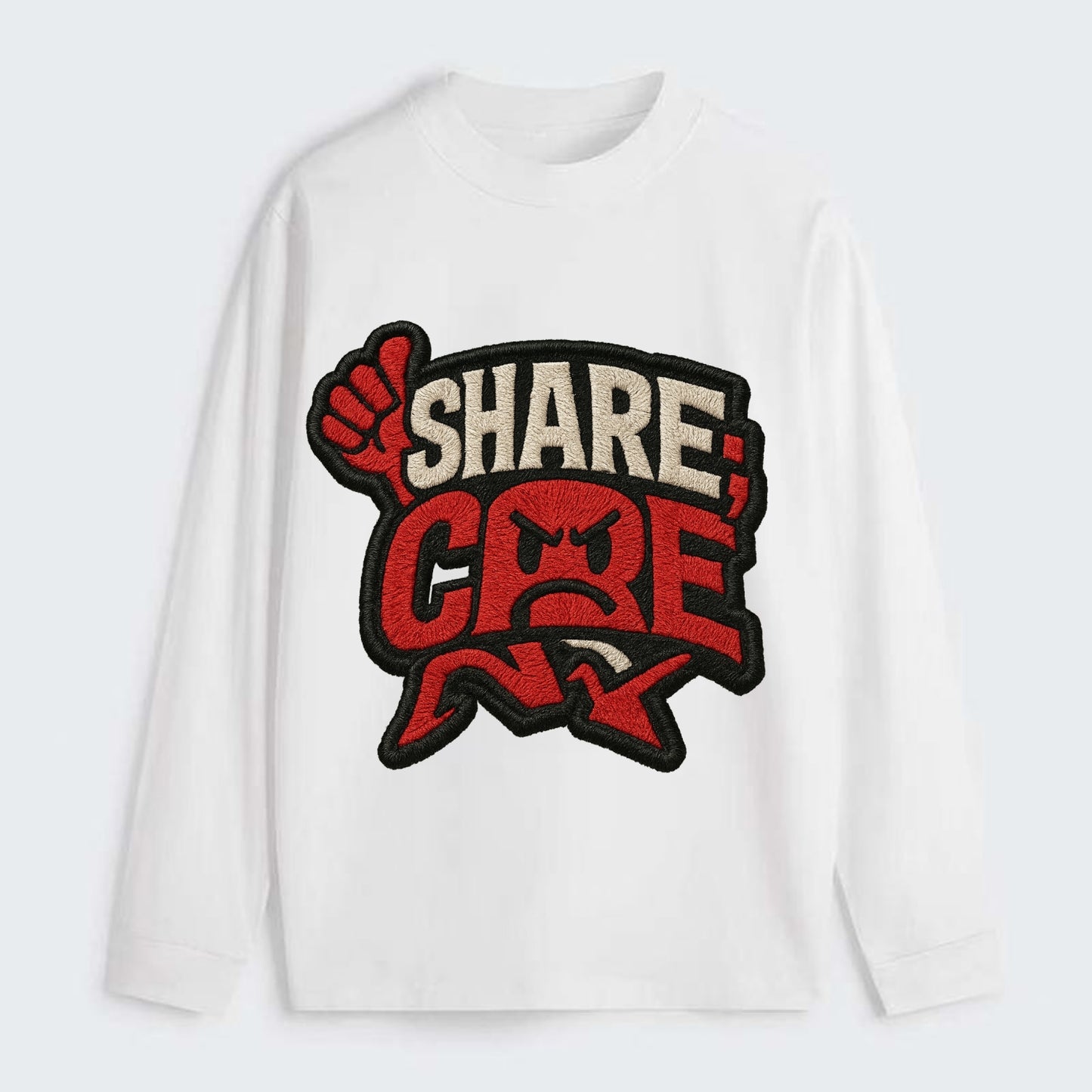 SHARE;CARE TOO MUCH Oversharer Green Hat - Classic Long Sleeve Shirt - White