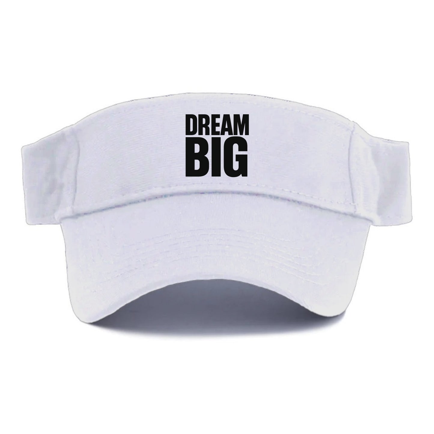 Bold typography design - "DREAM BIG" - ambitious goals, no limits - Visor - White